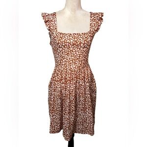 Loemes Mustard Floral Print Dress Sz M